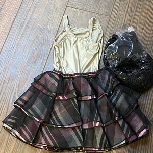 Girls Dance Costume with Hat, Gloves & Suspenders